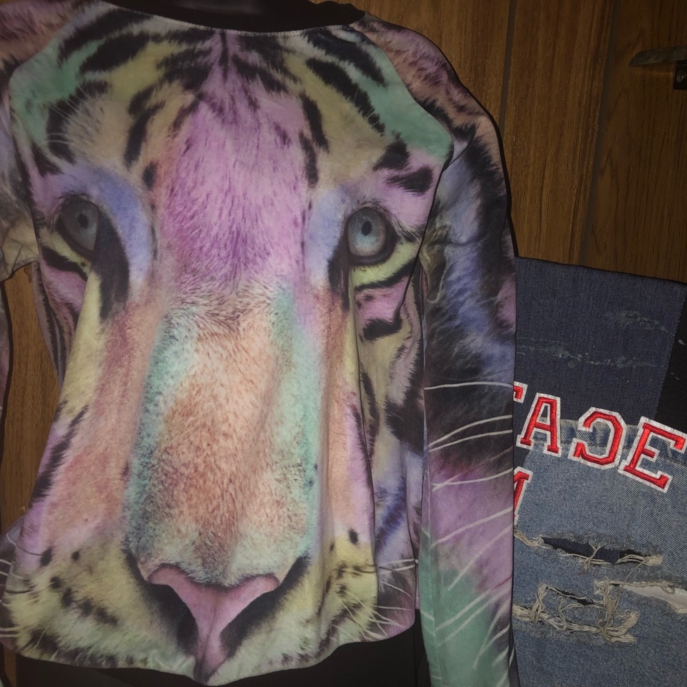 Youth Thirfted Purple tiger sweatshirt